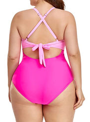 Eomenie Women's One Piece Swimsuits Tummy Control Cutout High Waisted Bathing Suit Wrap Tie Back 1 Piece Swimsuit