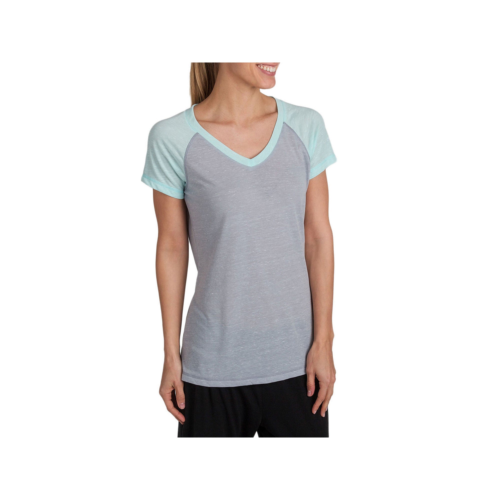 Jockey Women's Short Sleeve V Neck T-Shirt, Gray, Size Large