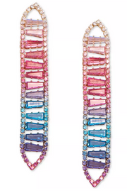 Zenzii Gold-Tone Multicolor Ombre Crystal Linear Drop Earrings – Pink/Yellow