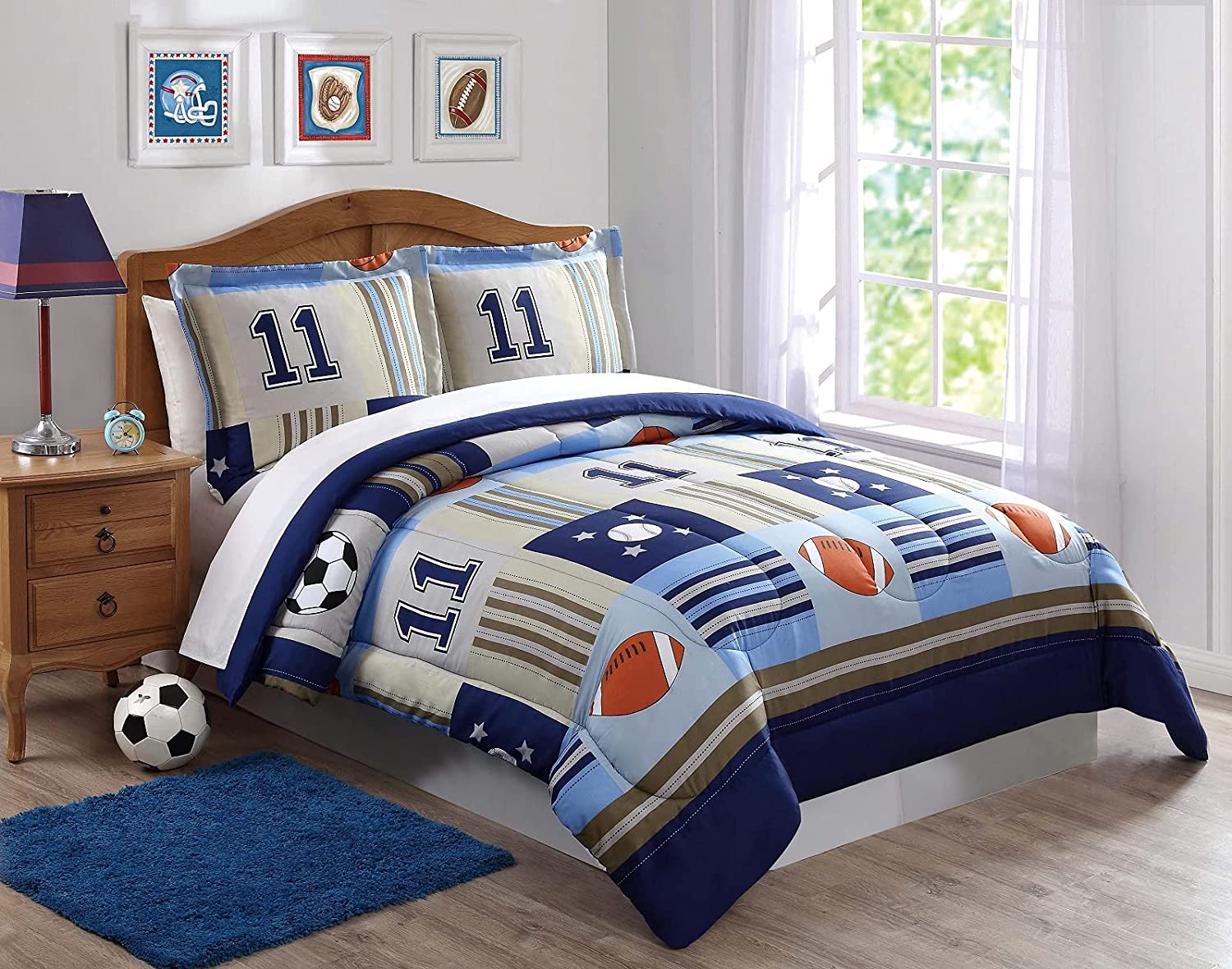 My World Denim and Khaki Sports Full/Queen Comforter Set