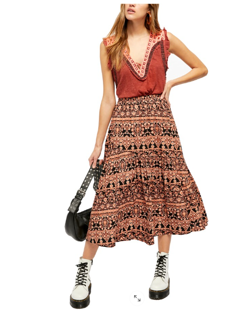 Free People Womens All About the Tiers A-Line Skirt, Size Medium