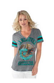 NBA Vancouver Grizzlies Adult Women G34Her Triple Play Tee, Small, Heather Grey