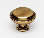 Alno A1146 Knobs 1-1/2 Round Rustic Lipped Solid Brass Mushroom Cabinet Knob