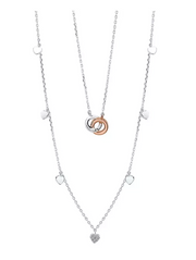 Unwritten Two-Tone Plated Silver Circle Layer Necklace With Heart Bead Second