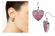 Holiday Lane Silver-Tone Ombre Pave Heart Drop Earrings