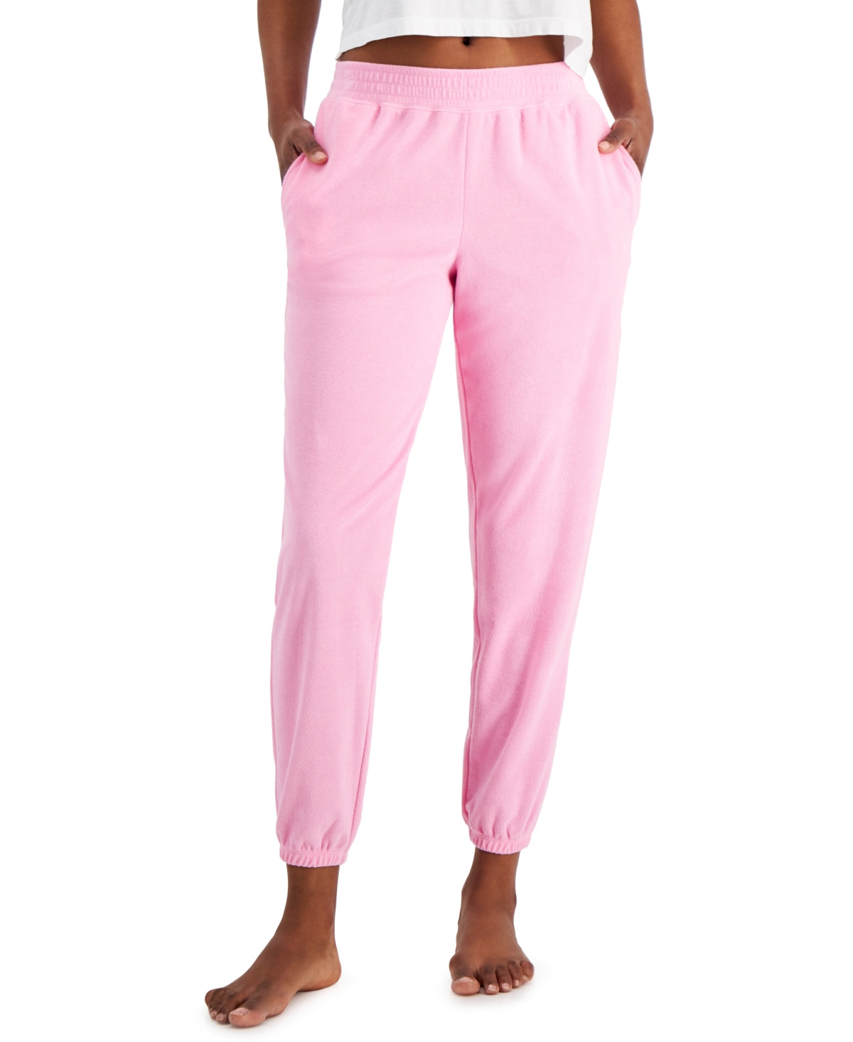 Jenni Womens Smocked-Waist Terrycloth Jogger Pants