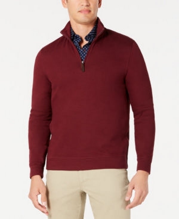 Tasso Elba Mens Piped Quarter-Zip Mock-Neck Sweater, Size Large