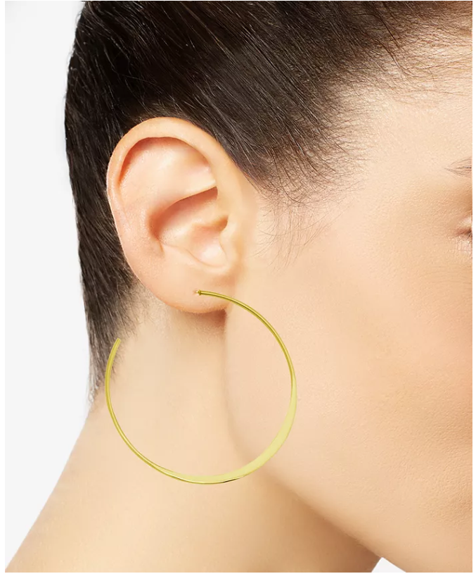 And Now This Silver Plated Flattened C-Hoop Earrings