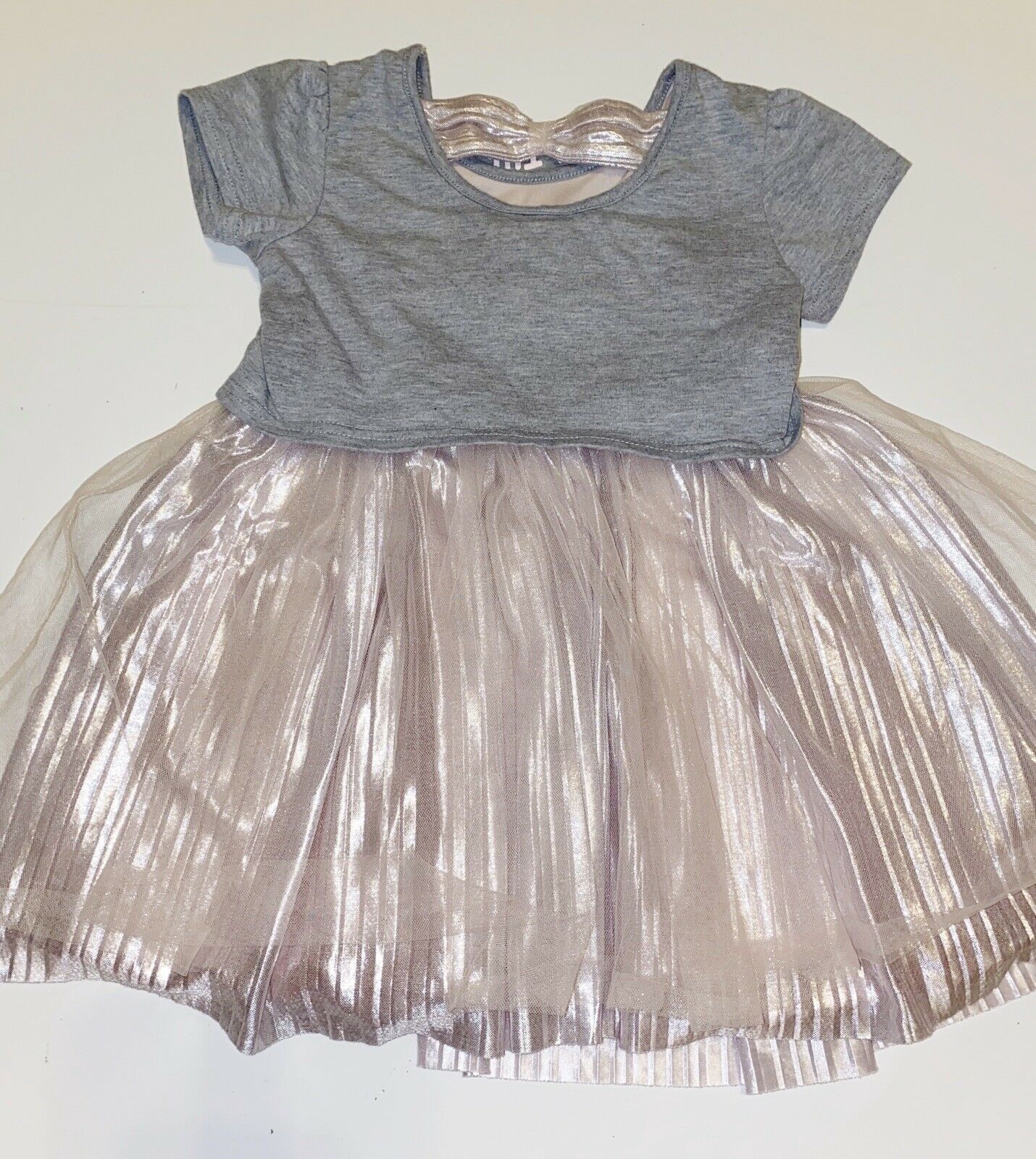 Girls Little Lass Short Sleeve Unicorn Dress Grey, Size 24 Months