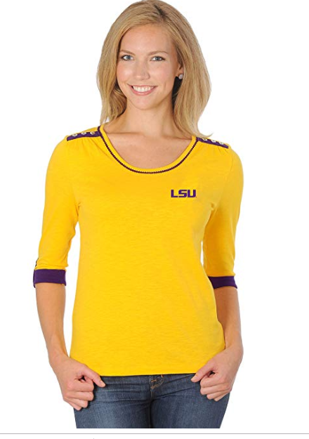 UG Apparel NCAA LSU Tigers Womens Plus Size Roll-Up Top, 1X, Gold