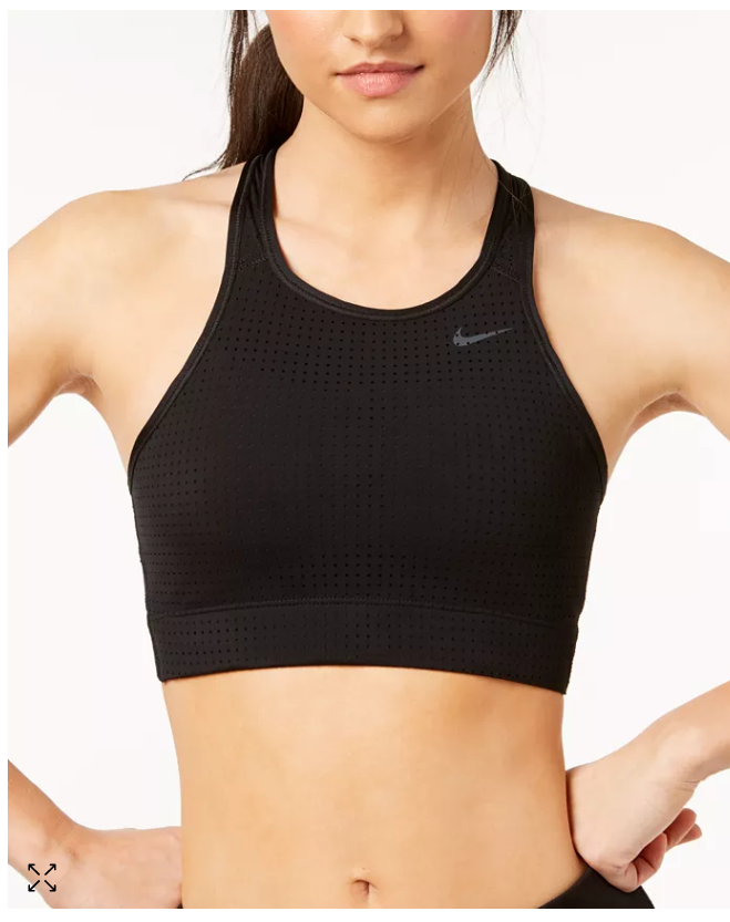 Nike Womens Medium Support Fitness Sports Bra, Black Xs
