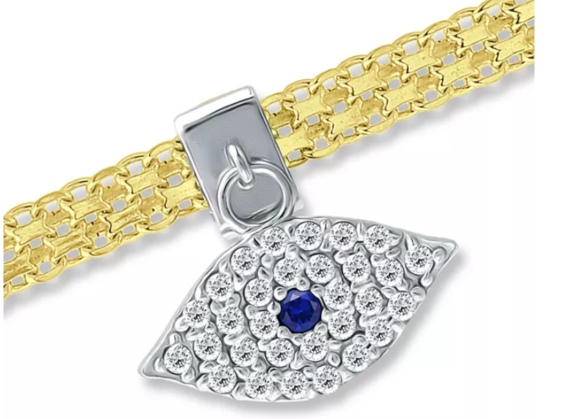 Giani Bernini Cubic Zirconia Evil Eye Charm Bismark Chain Bracelet