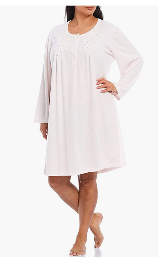 Miss Elaine Plus Size Geo-Embossed Short Nightgown, Size 3X