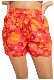 Free People Womens Floral Cotton Shorts – Red Multi – Size Medium