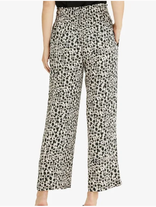 Sanctuary Beige Ink Spot Printed Bohemia Modern Wide Leg Pants, Size Small