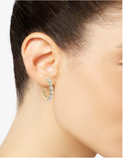 Rachel Rachel Roy Gold-Tone Small Pave Hoop Earrings, 1inch