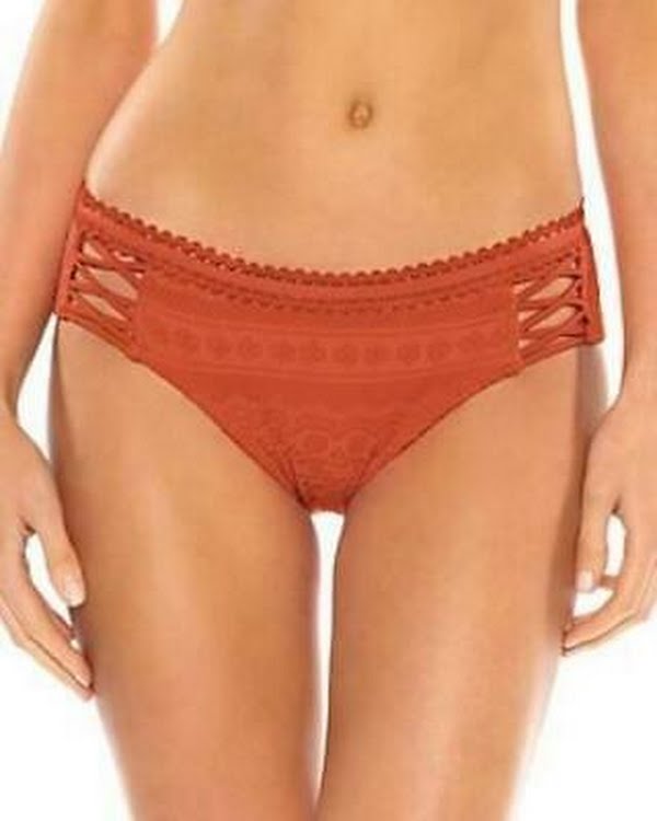 Becca by Rebecca Virtue Womens Lace Hipster Swim Bottom, Clay, Size Small