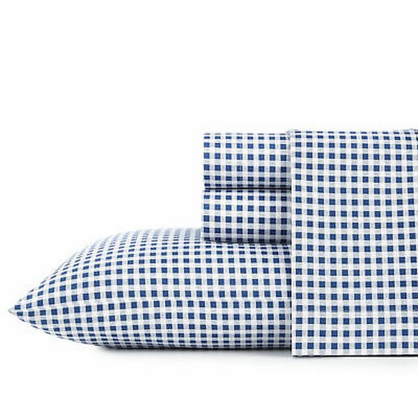 Poppy and Fritz Graham Plaid Sheet Set, Blue, Twin XL