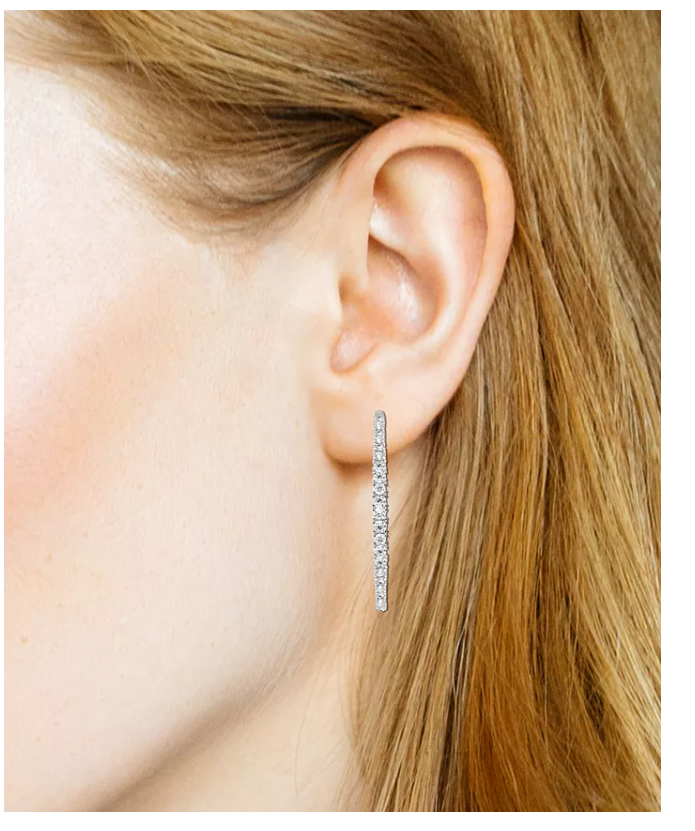 And Now This Cubic Zirconia Graduated C-Hoop Earring in Silver Plate