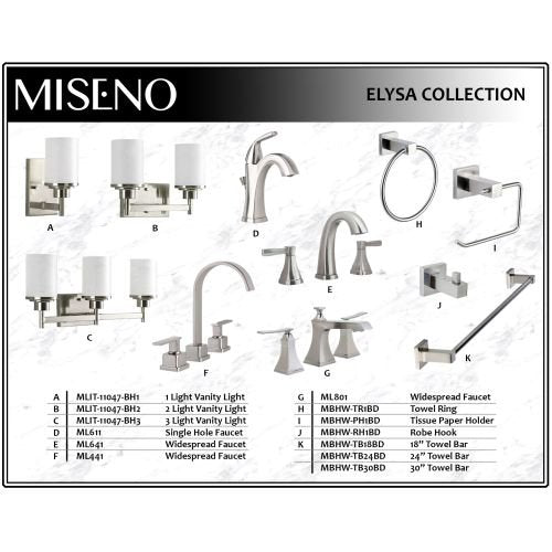 Miseno ML801 Baffi Widespread Bathroom Faucet - Includes Pop-Up Drain Assembly