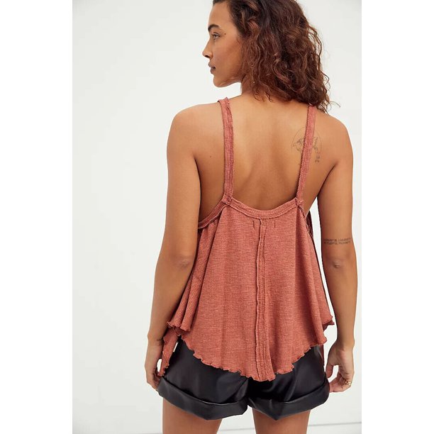 Free People Womens Dream Weaver Tank Tops, Brown, Size Small