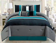 Esca Modern 7 Piece Luxury Comforter Set, Cal King, Teal