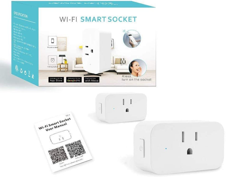 LINGANZH Smart Plug 2 Pack, Mini WiFi Smart Socket Compatible with Alexa Echo Go