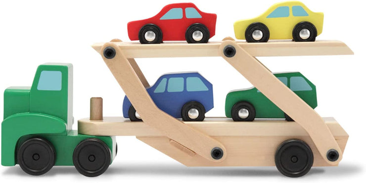 Melissa and Doug Car Carrier Truck and Cars Wooden Toy Set