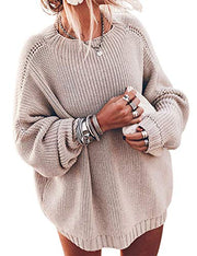 Ugerlov Women's Oversized Sweaters Batwing Sleeve Mock Neck Jumper Tops Chunky Knit Pullover Sweater