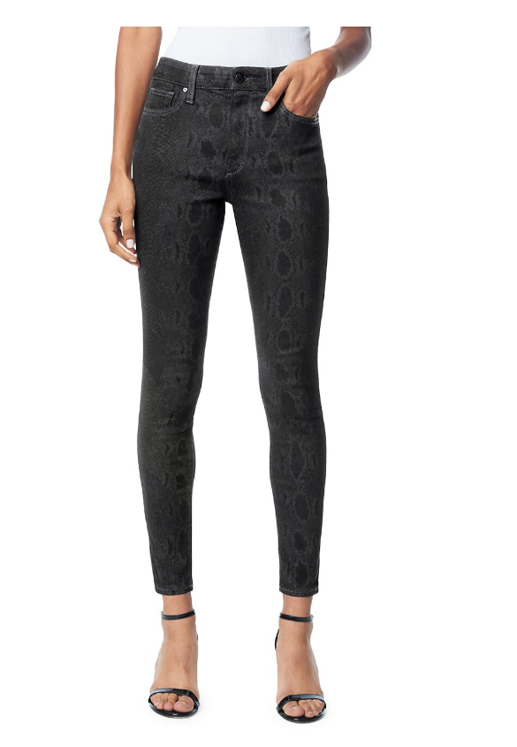 Joes Jeans Womens Charlie High Rise Skinny Ankle Jean Black Snake Print 29