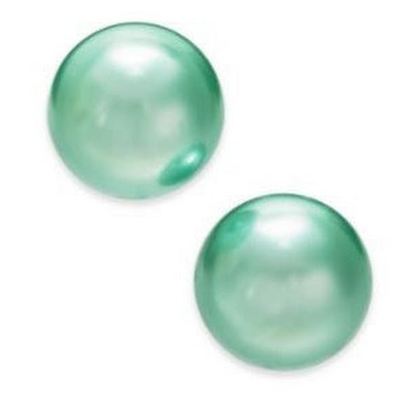 Charter Club Gold Tone- Imitation Pearl Stud Earrings Aqua