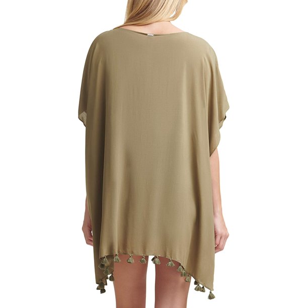 DKNY OLIVE Pom Pom Caftan Swim Cover-up US Large/X-Large