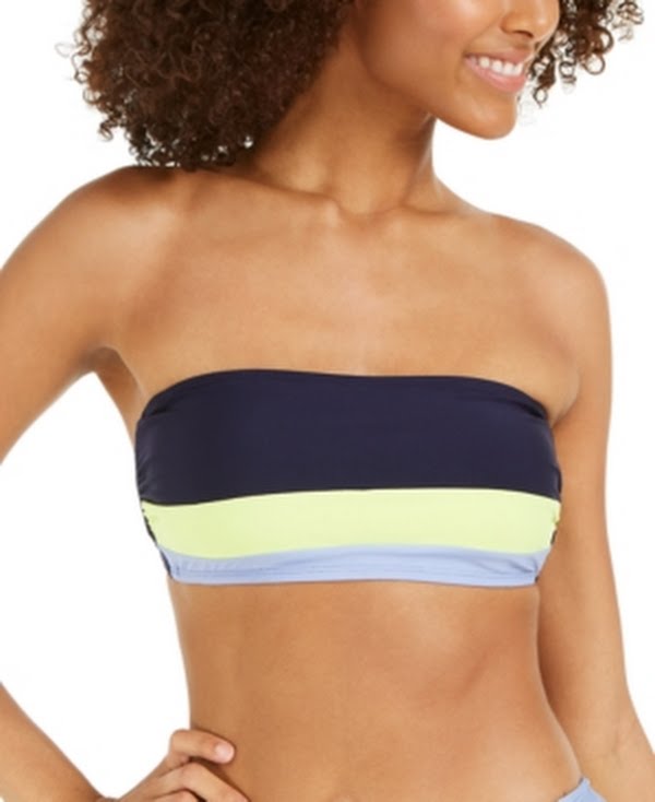 DKNY Colorblocked Bandeau Bikini Top Womens Swimsuit, Size Medium