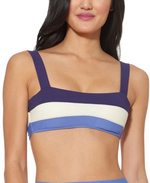 Jessica Simpson Colorblocked Bikini Top, Size Medium