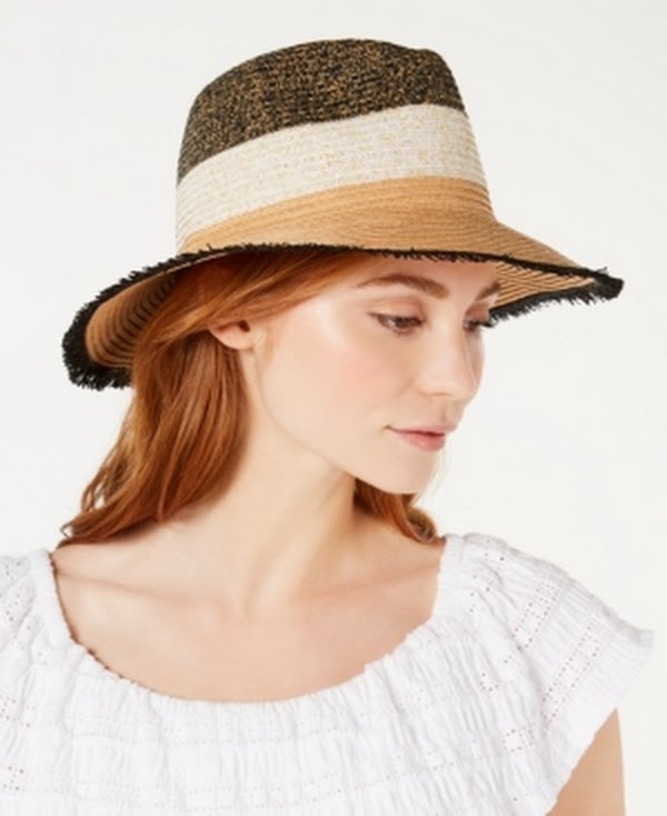 Inc International Concepts Tweedy Colorblocked Panama Hat