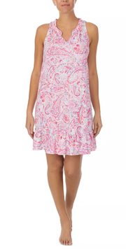 Lauren Ralph Lauren Sleeveless Printed Flounce-Hem Nightgown – Multi Paisley