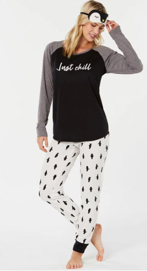 Jenni Knit 3 Piece Pajama Set, Size Small