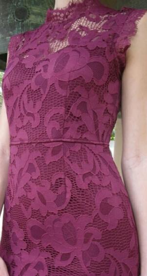 San Souci Wine Lace Bodycon Dress, Size Large