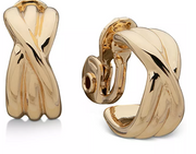 Anne Klein Cairo Gold-Tone Braided C Hoop Clip Earrings