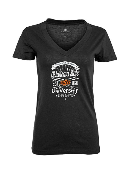 Levelwear NCAA Oklahoma State Cowboys Women Anthem Entice Tee, Medium, Black