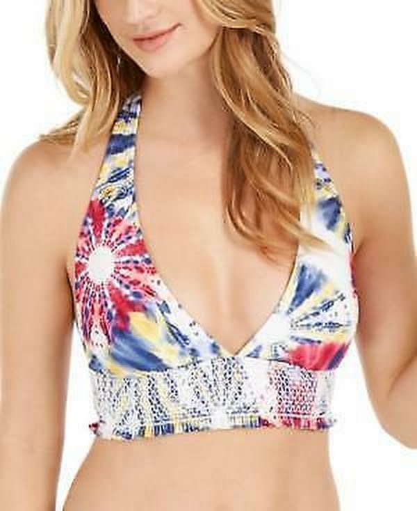 Tommy Hilfiger Smocked Halter Bikini Swim Top