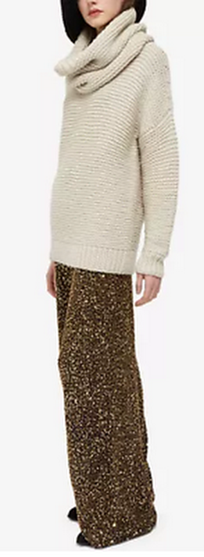 French Connection Aida Sequined Wide-Leg Pants