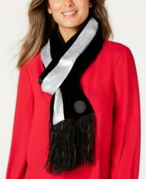 Dkny Velvet Sequined Stripe Fringe Scarf