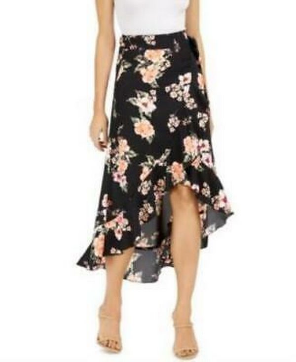 Bar Iii Floral-Print Wrap Skirt