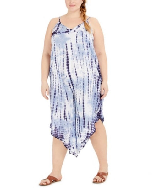 Raviya Plus Size Tie-Dyed Jumpsuit Swim Cover-Up Womens Swimsuit, Size 3X