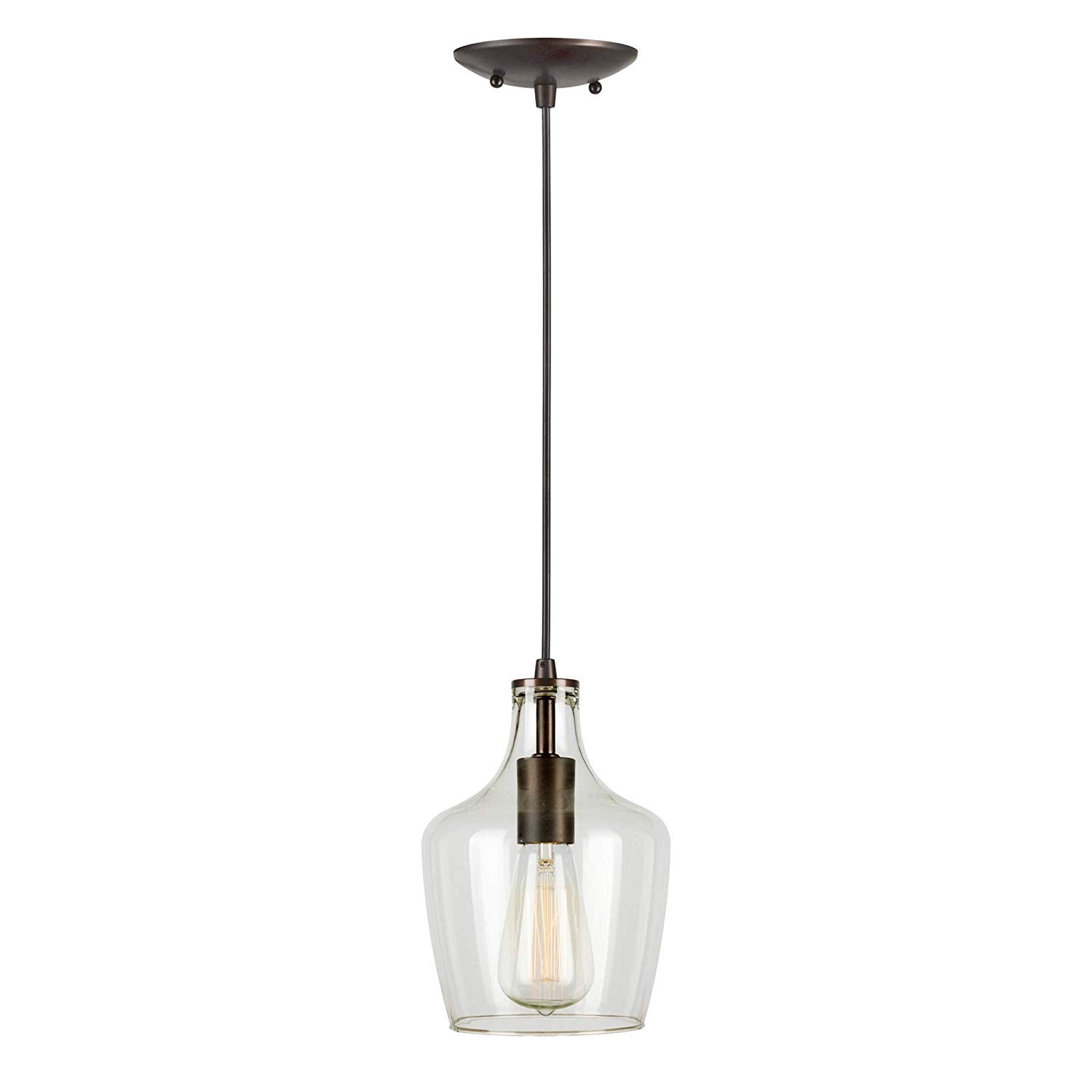 Forte  2679-01-55 9 One Light Cord-Hung Glass Mini Pendant, Brushed Nickel