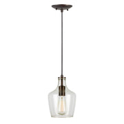 Forte  2679-01-55 9 One Light Cord-Hung Glass Mini Pendant, Brushed Nickel