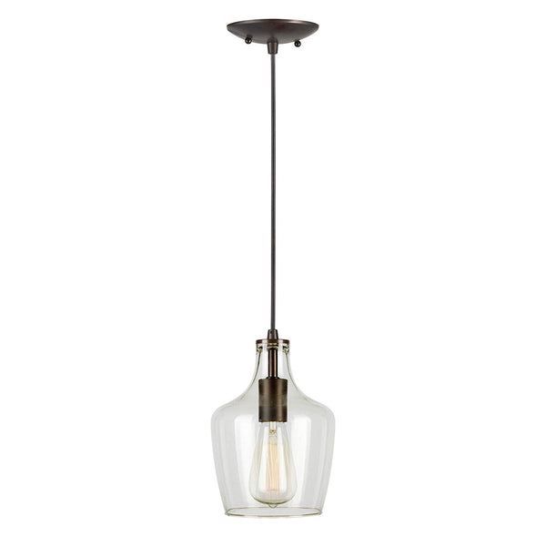 Forte  2679-01-55 9 One Light Cord-Hung Glass Mini Pendant, Brushed Nickel