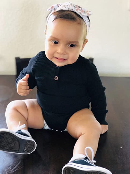 Lala Bear Baby Girl Boy Solid Long Sleeve Romper Bodysuit , Size 0-3 Months