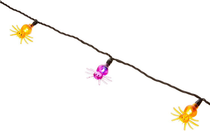 UltraLED Battery Operated Spider Cap Twinkle Light String, Purple and Orange